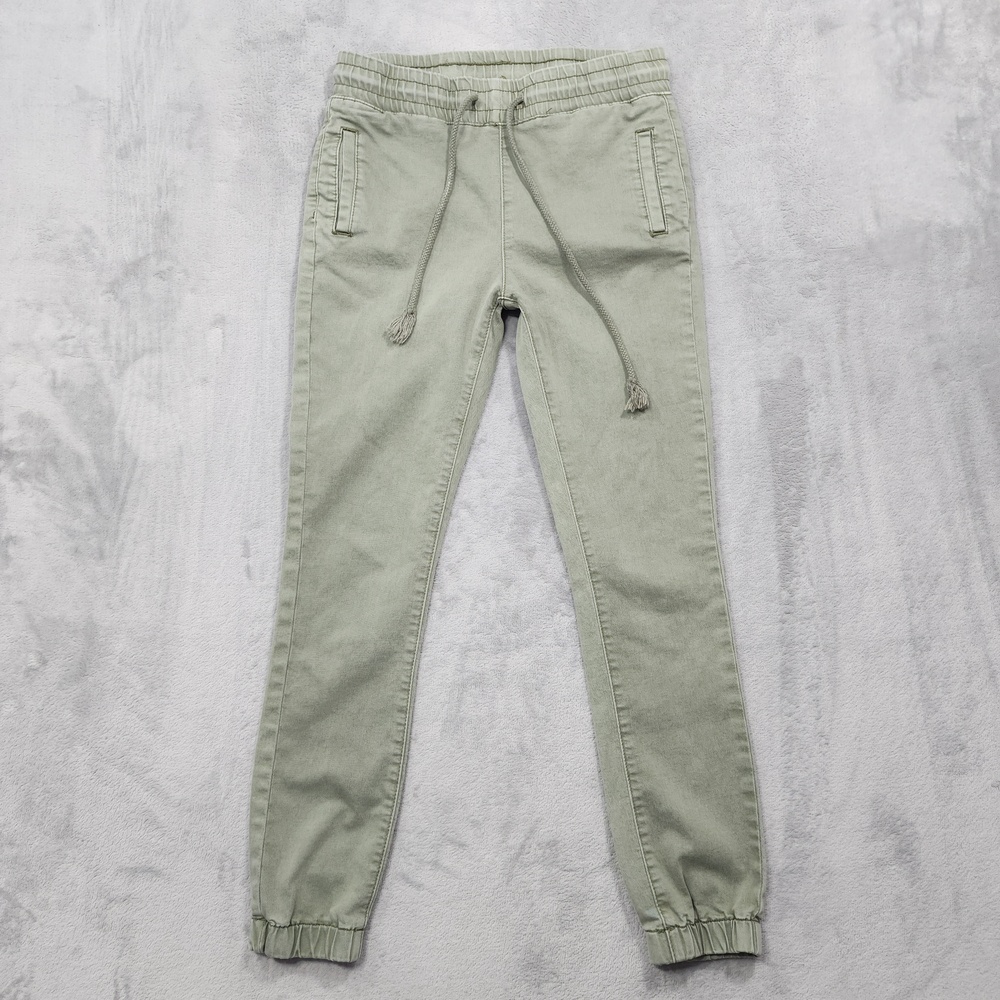 V.I.P. Pants Womens 5/27 Juniors Green Twill Jogger Drawstring Cuffed Stretch